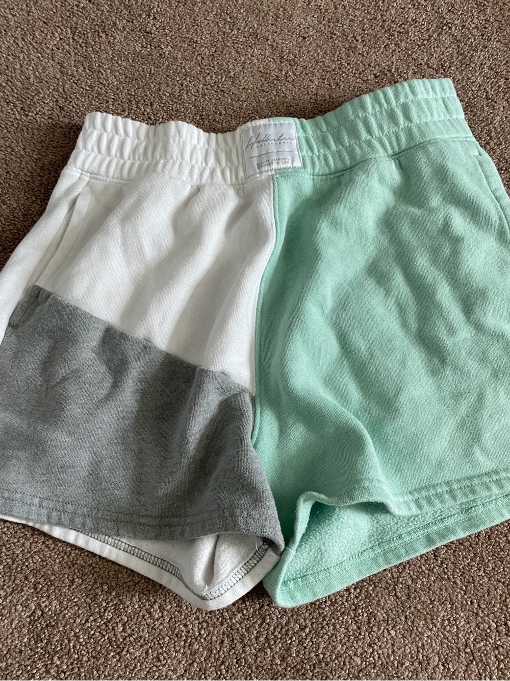 Hollister Colorblock Mint, White & Gray Shorts
